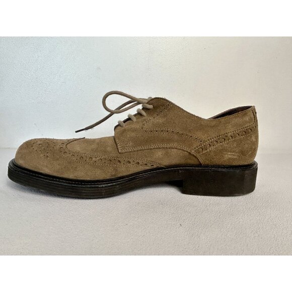 Tod's Men's Grigio Suede Wingtip Derby Lace-up Shoes in Beige - Sz 11 - Picture 3 of 9